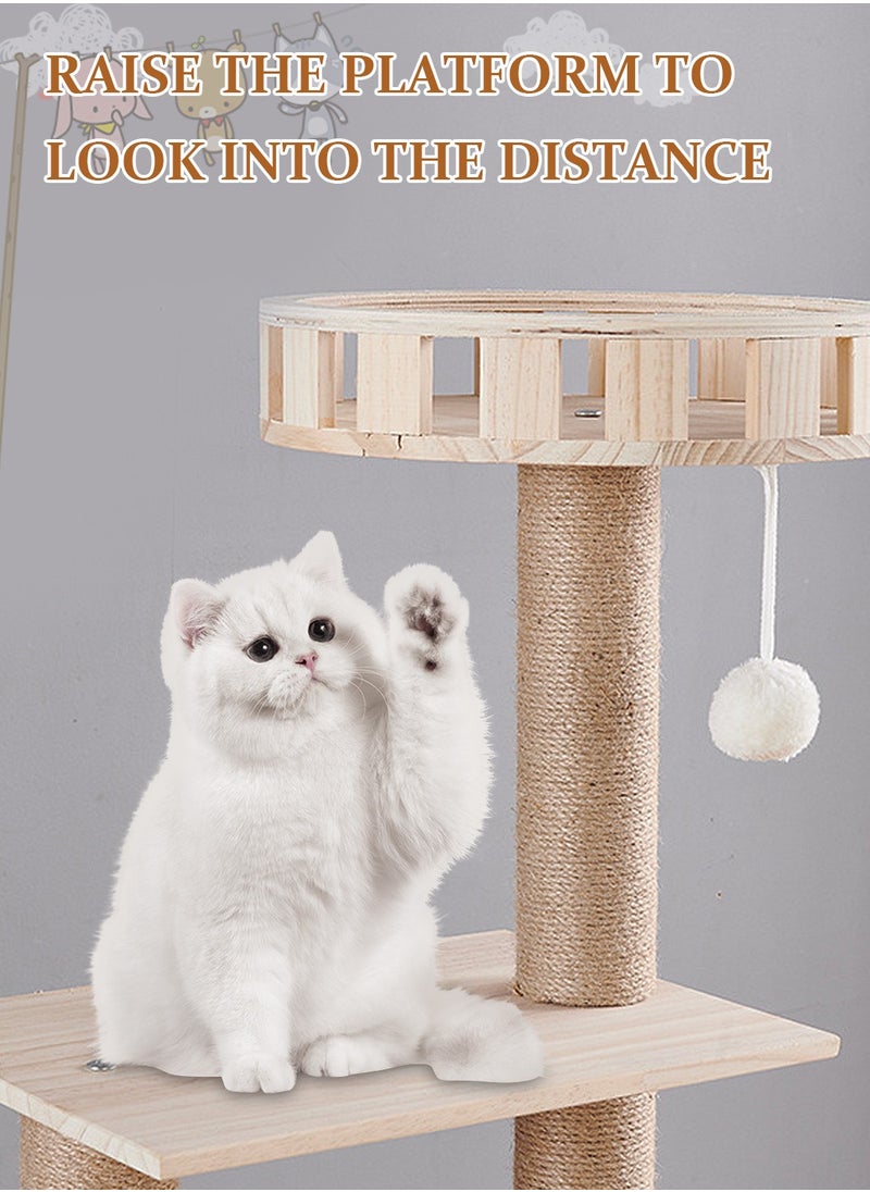 Wooden Pet Cat Climbing Frame Cat Tree Toy With Cat House Cat Jumping Platform Claw Sharpening Cat Scratching Post 40*60*135cm