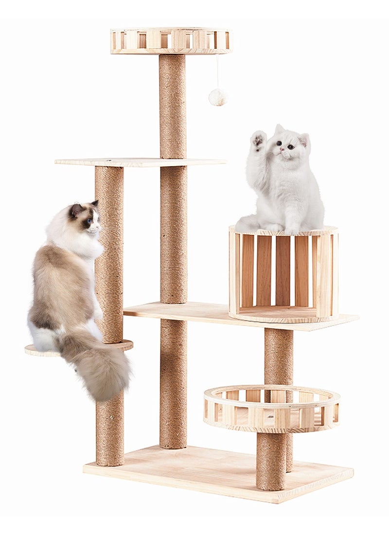 Wooden Pet Cat Climbing Frame Cat Tree Toy With Cat House Cat Jumping Platform Claw Sharpening Cat Scratching Post 40*60*135cm