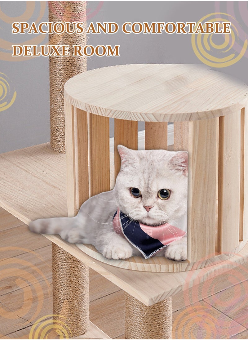 Wooden Pet Cat Climbing Frame Cat Tree Toy With Cat House Cat Jumping Platform Claw Sharpening Cat Scratching Post 40*60*135cm