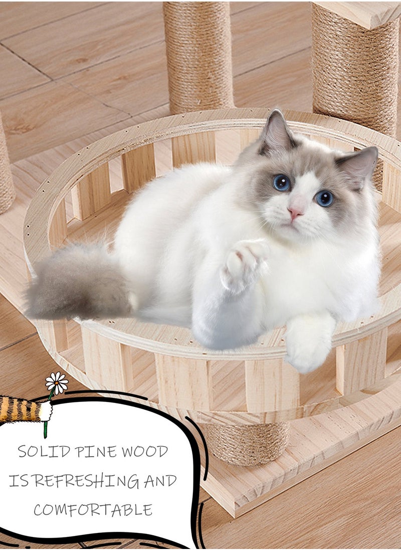 Wooden Pet Cat Climbing Frame Cat Tree Toy With Cat House Cat Jumping Platform Claw Sharpening Cat Scratching Post 40*60*135cm