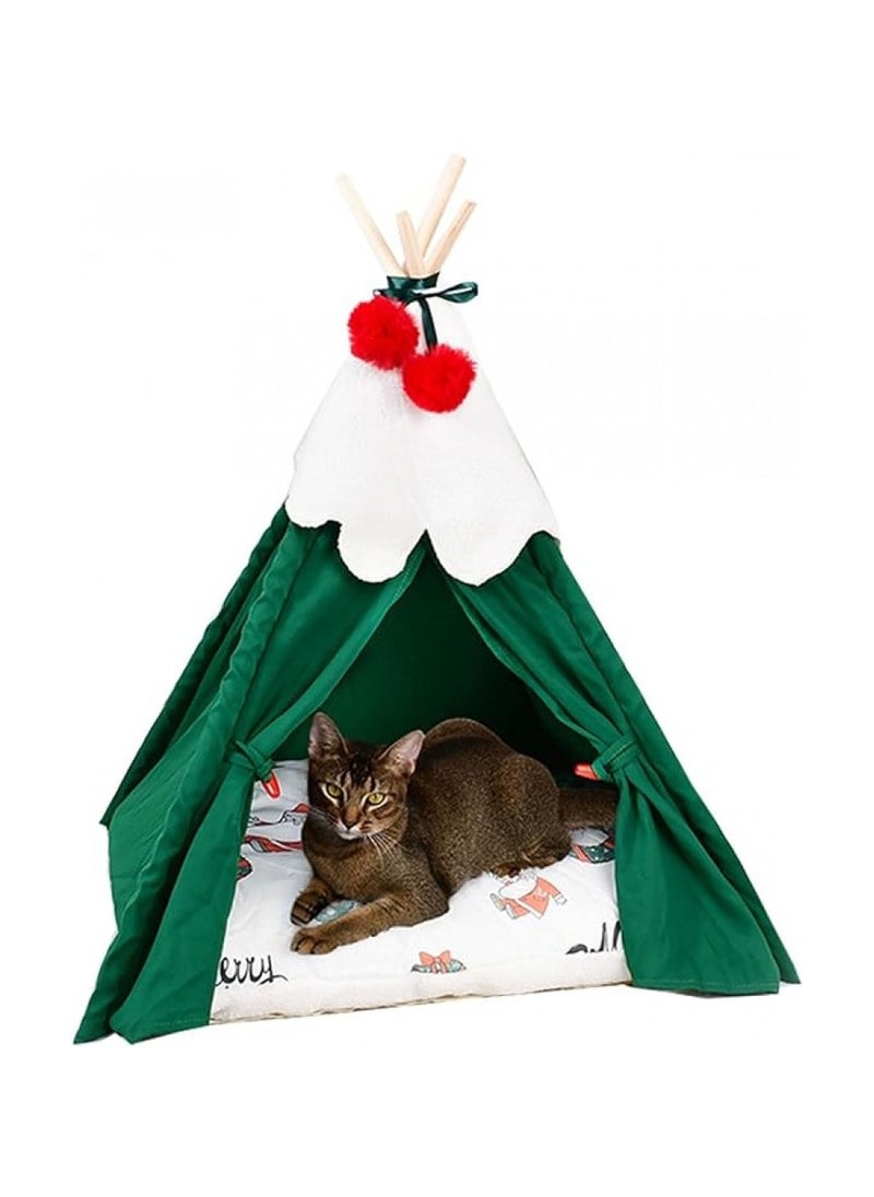 Cat Bed, Shaped like a Christmas tree, Pet  Tents Portable Bed, Size Medium