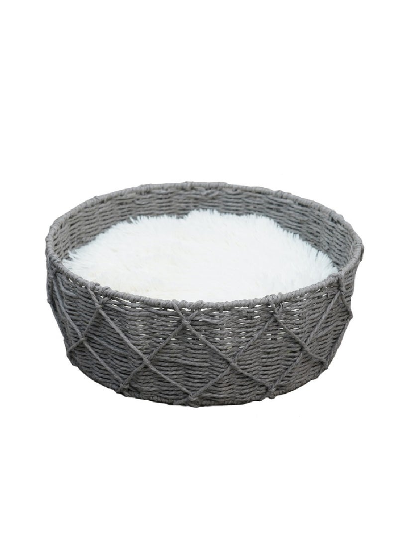 Catry Cozy Cat Bed Basket - Grey