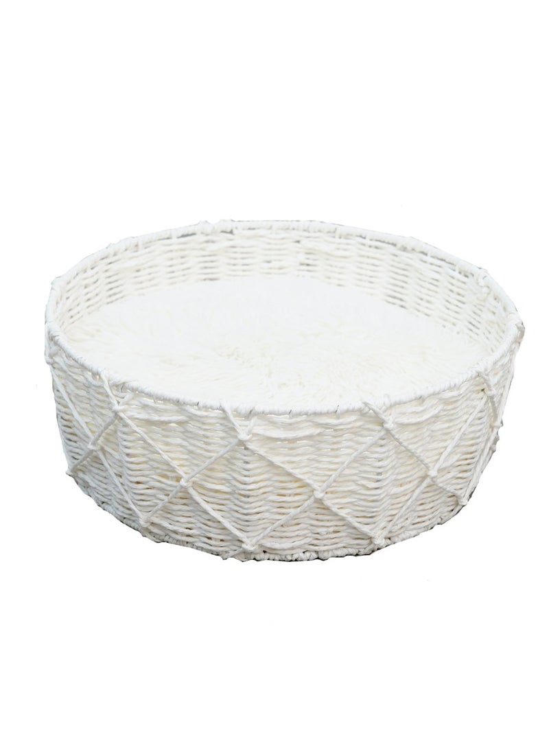 Catry Cozy Cat Bed Basket - White