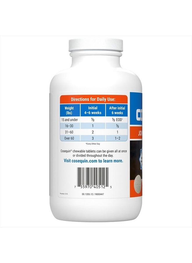 Nutramax Laboratories Cosequin Maximum Strength Joint Health Supplement for Dogs - With Glucosamine, Chondroitin, and MSM, 250 Chewable Tablets