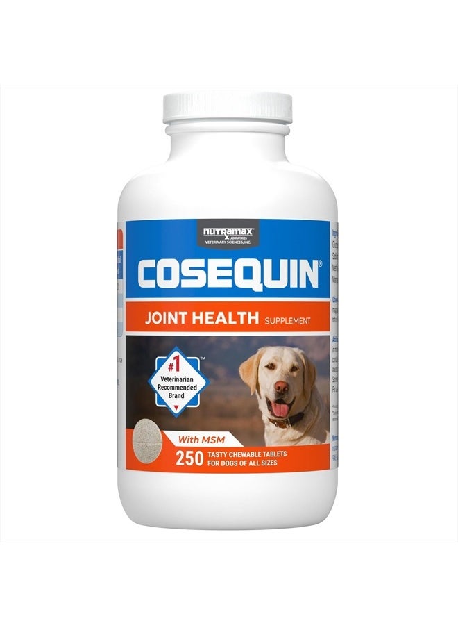 Nutramax Laboratories Cosequin Maximum Strength Joint Health Supplement for Dogs - With Glucosamine, Chondroitin, and MSM, 250 Chewable Tablets