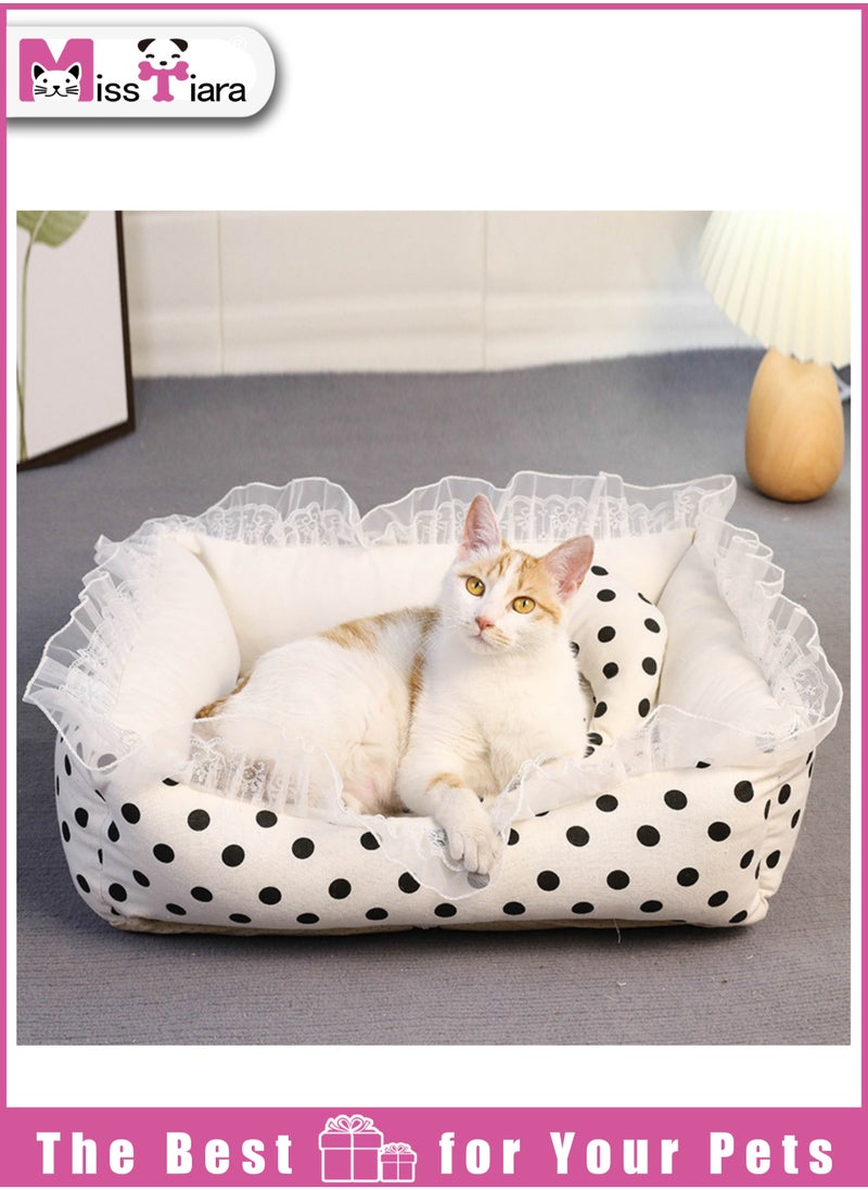 Universal detachable and washable cat and dog bed Lovely princess style lace pet bed suitable for small animals such as Yorkshire terrier and Teddy