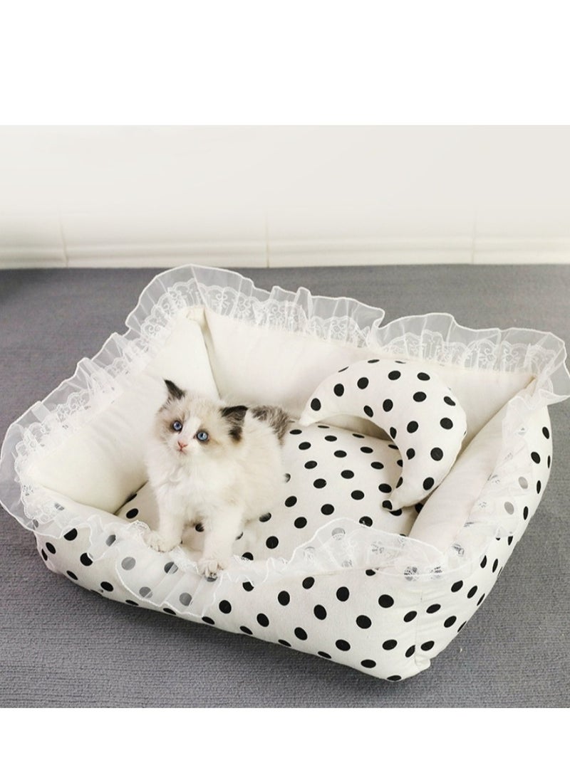 Universal detachable and washable cat and dog bed Lovely princess style lace pet bed suitable for small animals such as Yorkshire terrier and Teddy