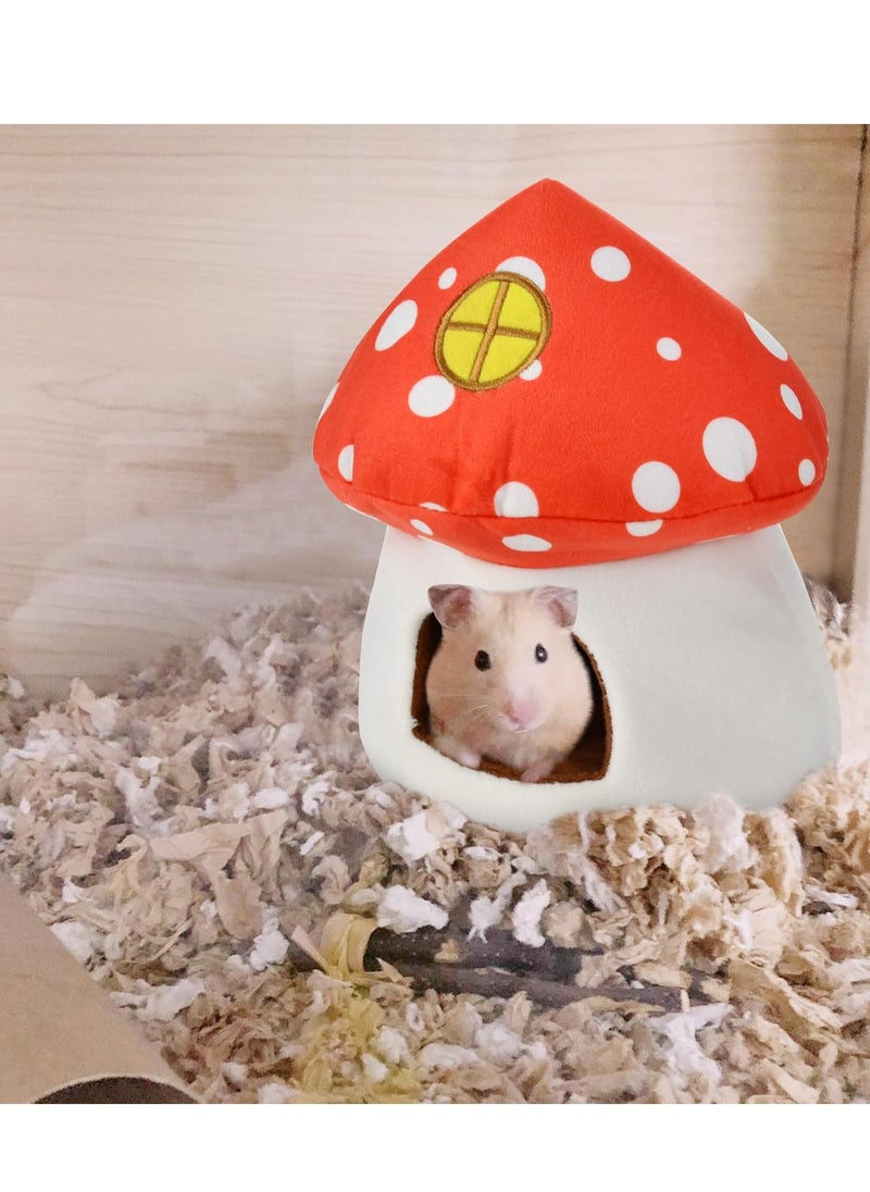 Guinea Pig Beds, Hamster Bed, Mini Hamster Cotton Nest, Cute Hamster Sleeping Animals Bedding House for Hamster/ Hedgehog/ Squirrel/ Lizard and Other Small Animal (Mushroom House)