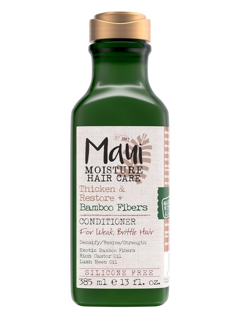 Maui Moisture Thicken & Restore + Bamboo Fibers Strengthening Conditioner to Soften Transitioning or Natural Hair & Renew Brittle Hair, Vegan, Silicone & Paraben-Free, 13 fl oz