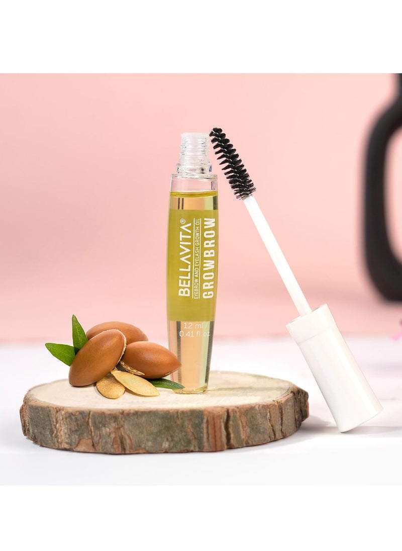 Bella Vita Organic Growbrow - Eyelash, Lashes & Eyebrows Hair Growth & Volume Serum With Castor, Onion Oil & Vitamin E, 12 ML