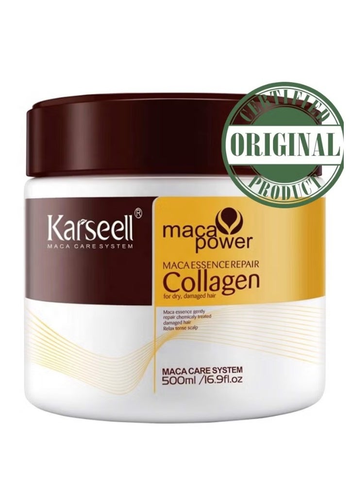 Karseell Collagen Hair Treatment Deep Repair Conditioning Argan Oil Collagen Hair Mask Essence for Dry Damaged Hair All Hair Types 500ml