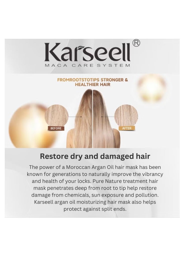 Karseell Collagen Hair Treatment Deep Repair Conditioning Argan Oil Collagen Hair Mask Essence for Dry Damaged Hair All Hair Types 500ml