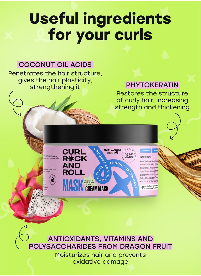 Curl Rock and Roll Hair Mask - Moisturizes and Softens - Paraben-Free, Sulfate-Free, Coconut & Dragon Fruit, 300 ml