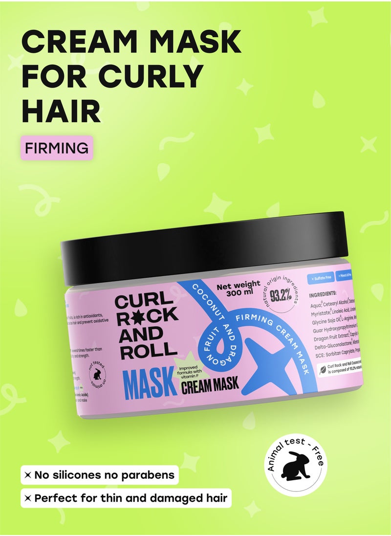 Curl Rock and Roll Hair Mask - Moisturizes and Softens - Paraben-Free, Sulfate-Free, Coconut & Dragon Fruit, 300 ml