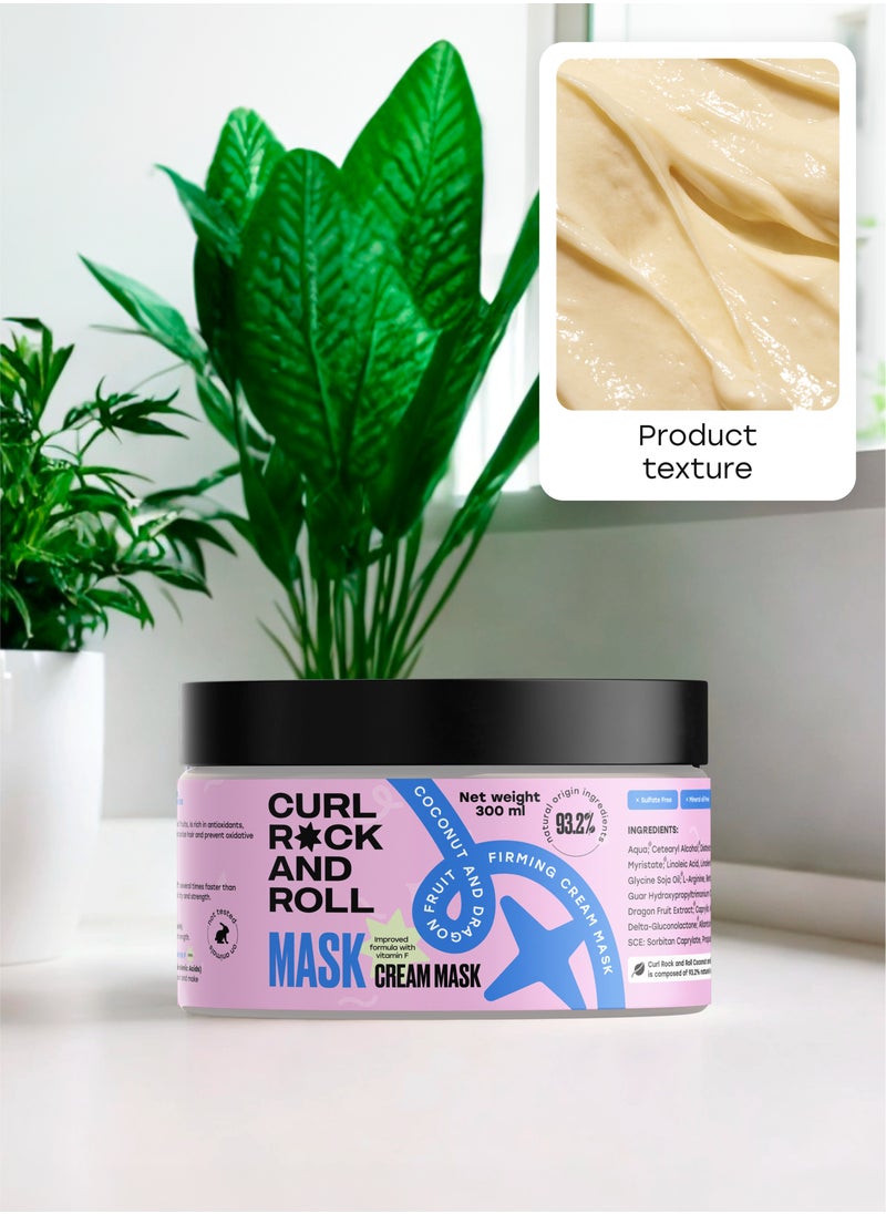 Curl Rock and Roll Hair Mask - Moisturizes and Softens - Paraben-Free, Sulfate-Free, Coconut & Dragon Fruit, 300 ml