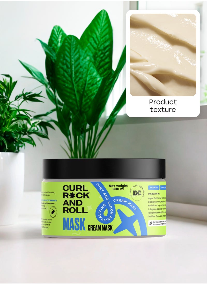 Curl Rock and Roll Hair Mask - Repairs and Moisturizes - Paraben-Free, Sulfate-Free, Mint & Lemon, 300 ml