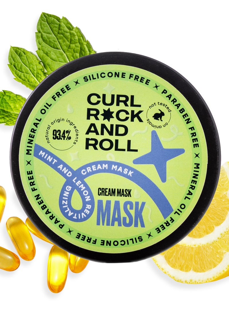 Curl Rock and Roll Hair Mask - Repairs and Moisturizes - Paraben-Free, Sulfate-Free, Mint & Lemon, 300 ml