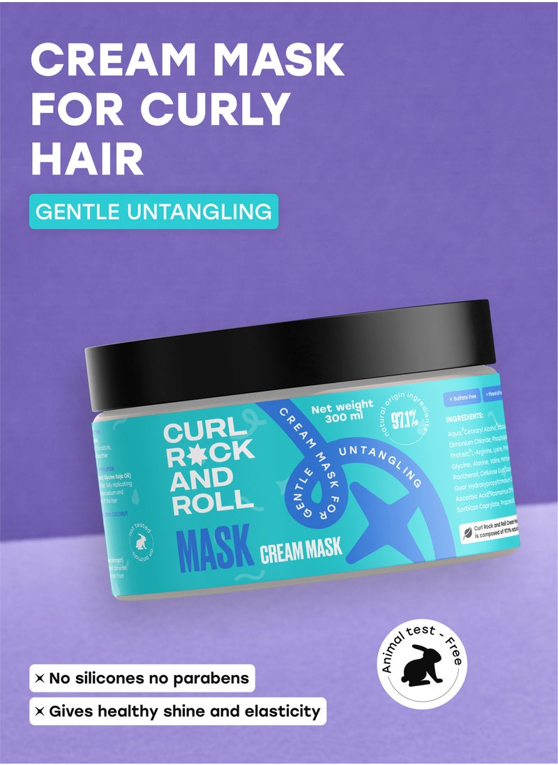 Curl Rock and Roll Hair Mask & Detangler - Healthy Shine and Elasticity - Paraben-Free, Sulfate-Free, 300 ml