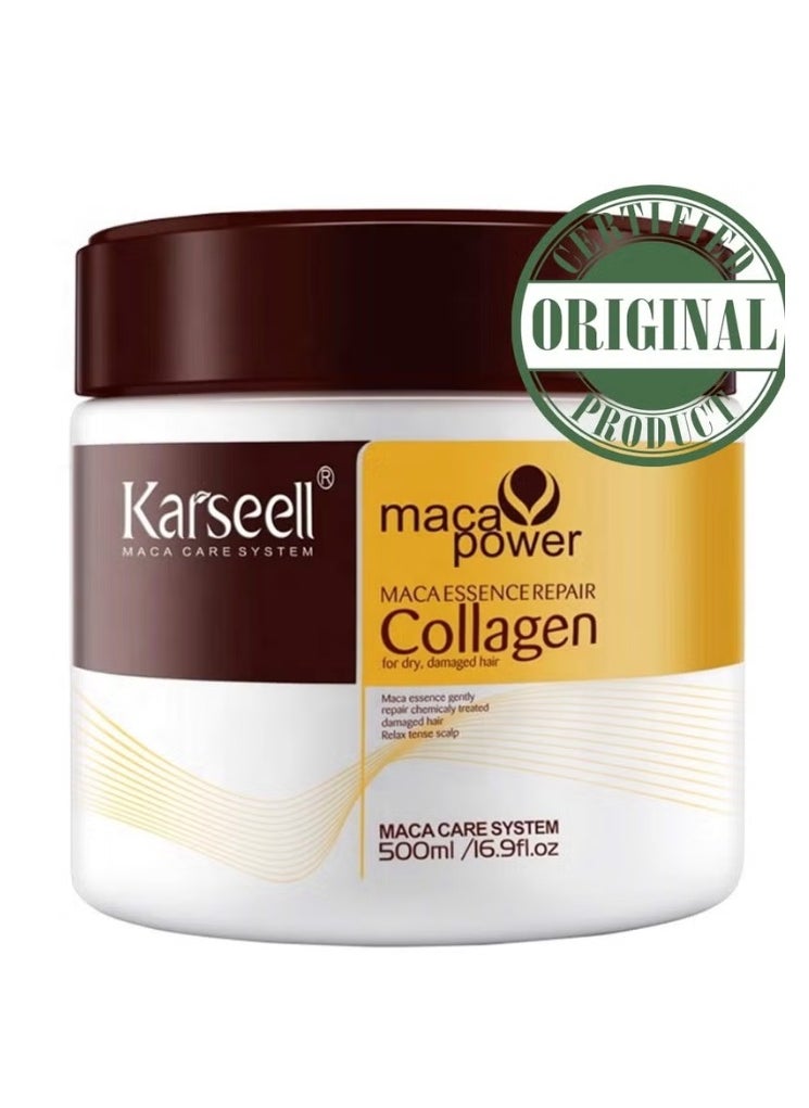 Karseell Collagen Hair Treatment Deep Repair Conditioning Argan Oil Collagen Hair Mask Essence for Dry Damaged Hair All Hair Types 500ml (pack of 2)