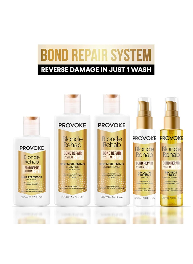 Blonde Rehab N0'4 Smooth and DeFrizz Bond Repair Hair Serum 100 ml Smoothes Frizz and Restores Volume in 1 Wash with Pro Bonding Complex Keratin and Hyaluronic Acid for Blonde Damaged Hair