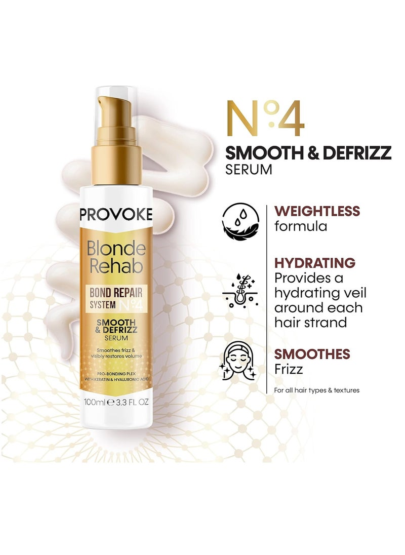 Blonde Rehab N0'4 Smooth and DeFrizz Bond Repair Hair Serum 100 ml Smoothes Frizz and Restores Volume in 1 Wash with Pro Bonding Complex Keratin and Hyaluronic Acid for Blonde Damaged Hair