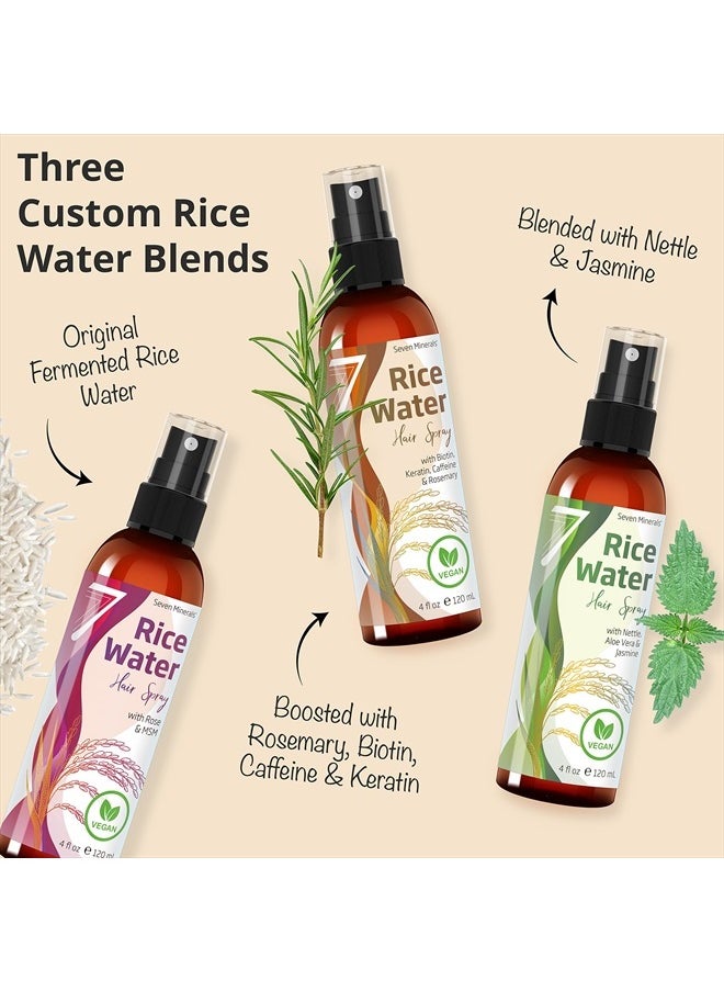 NEW Fermented Rice Water for Hair Growth - Infused with Rosemary, Biotin, Caffeine, Keratin Vegan Non-Greasy Spray Naturally Thicker, Longer, Softer Men & Women (4 fl oz)