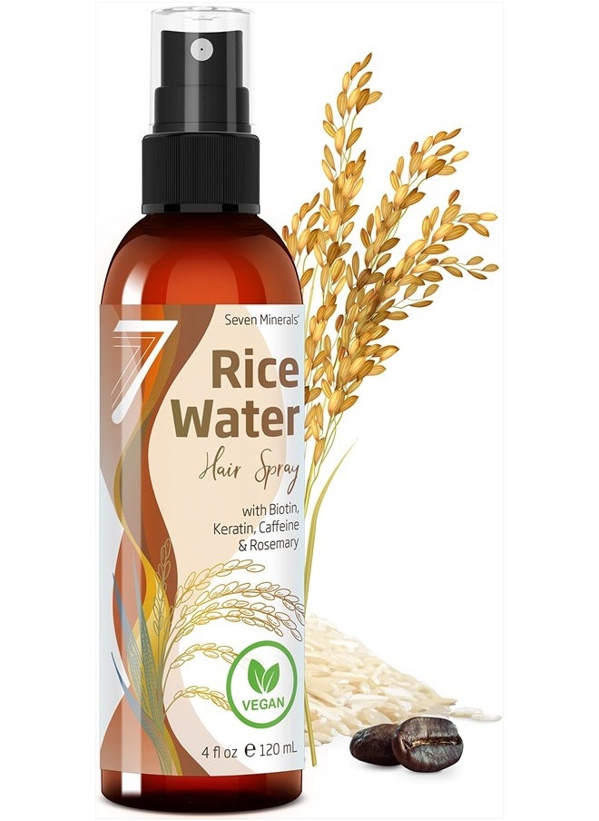 NEW Fermented Rice Water for Hair Growth - Infused with Rosemary, Biotin, Caffeine, Keratin Vegan Non-Greasy Spray Naturally Thicker, Longer, Softer Men & Women (4 fl oz)