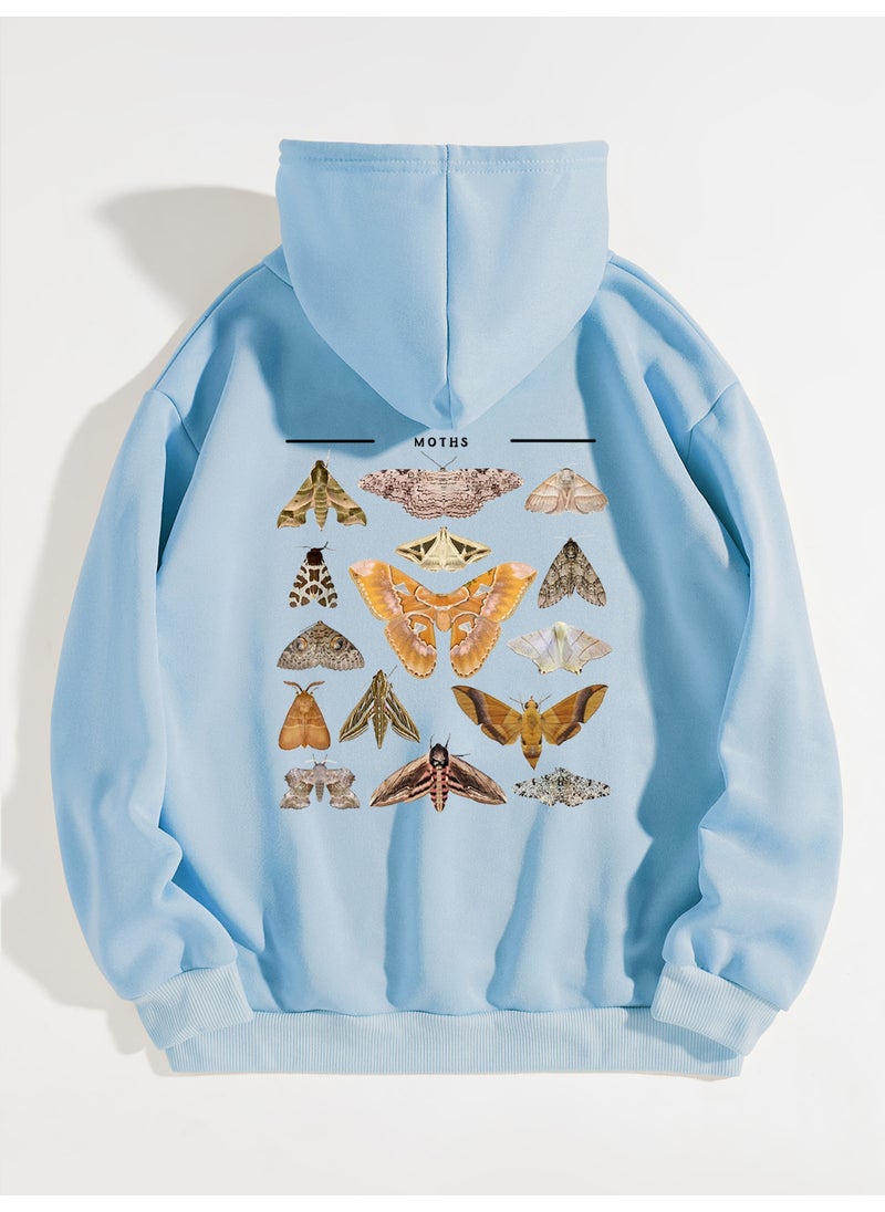 Womens Oversized Letter Hoodie Sweatshirt Light blue