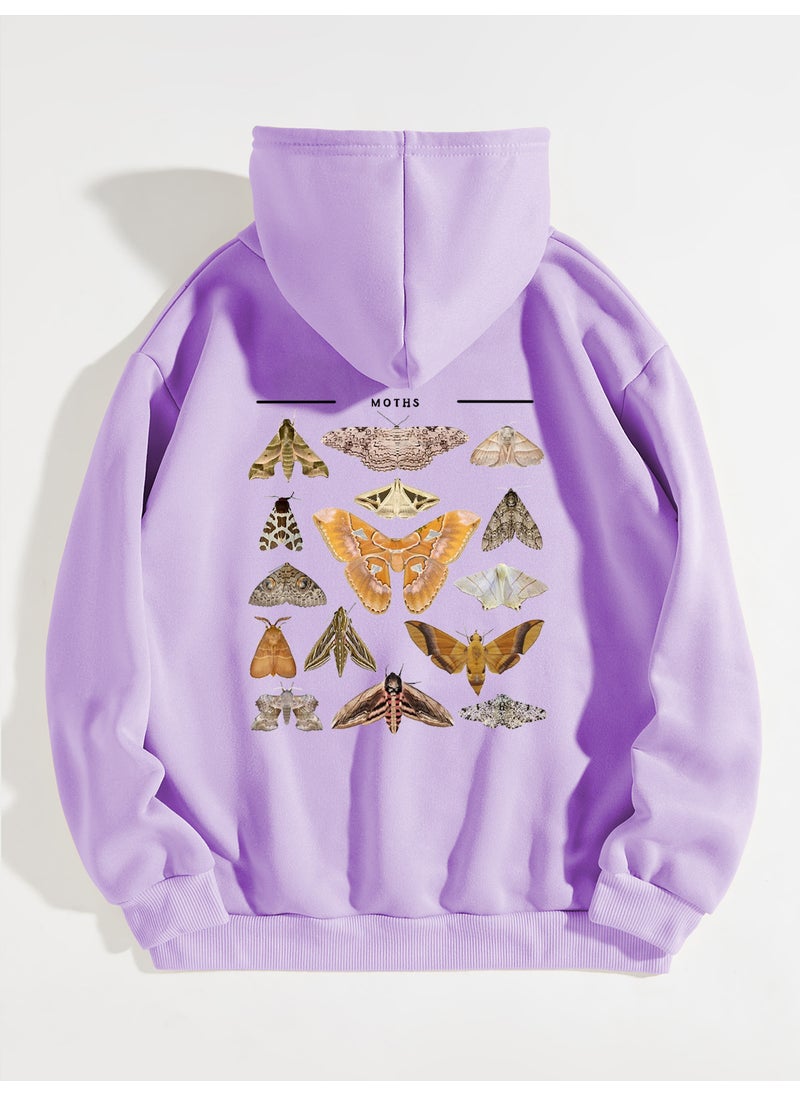 Womens Oversized Letter Hoodie Sweatshirt Light purple