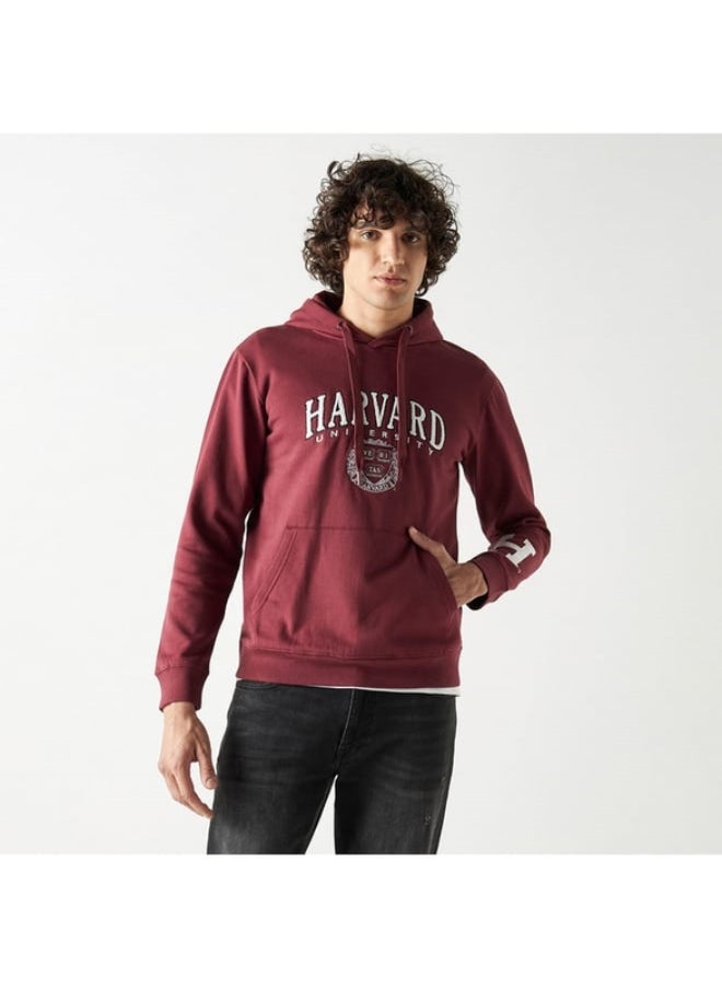 Harvard Applique Detail Hoodie with Kangaroo Pocket