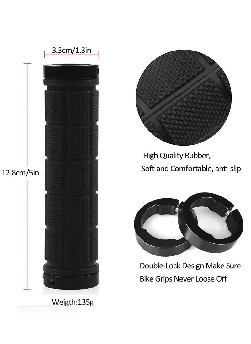 Bicycle Handlebar Grips Rubber Anti-Slip Grip Handlebar for MTB/BMX Mountain Bike Bicycle Accessories Black 2 Pack