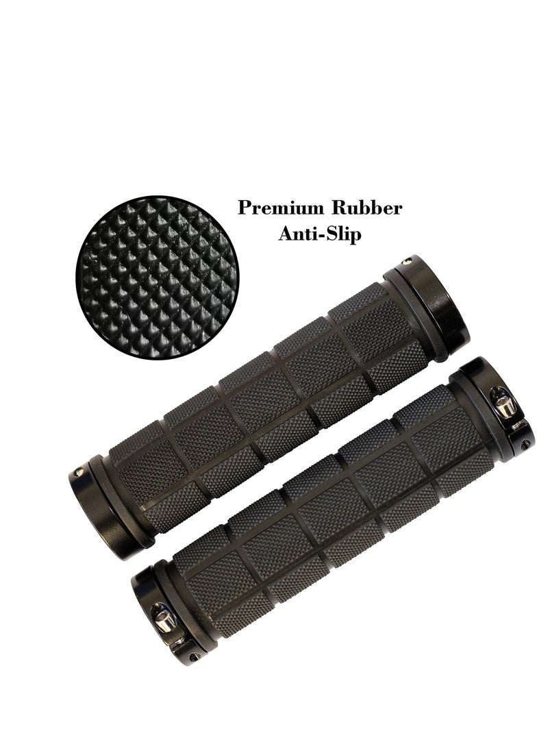 Bicycle Handlebar Grips, Rubber Anti-Slip Grip Handlebar for MTB/BMX Mountain Bike Bicycle Accessories Black 2 Pack