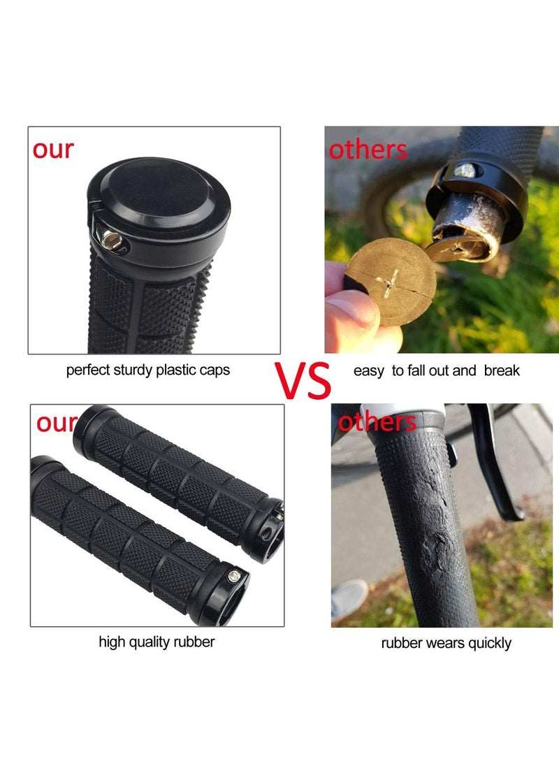 Bicycle Handlebar Grips, Rubber Anti-Slip Grip Handlebar for MTB/BMX Mountain Bike Bicycle Accessories Black 2 Pack