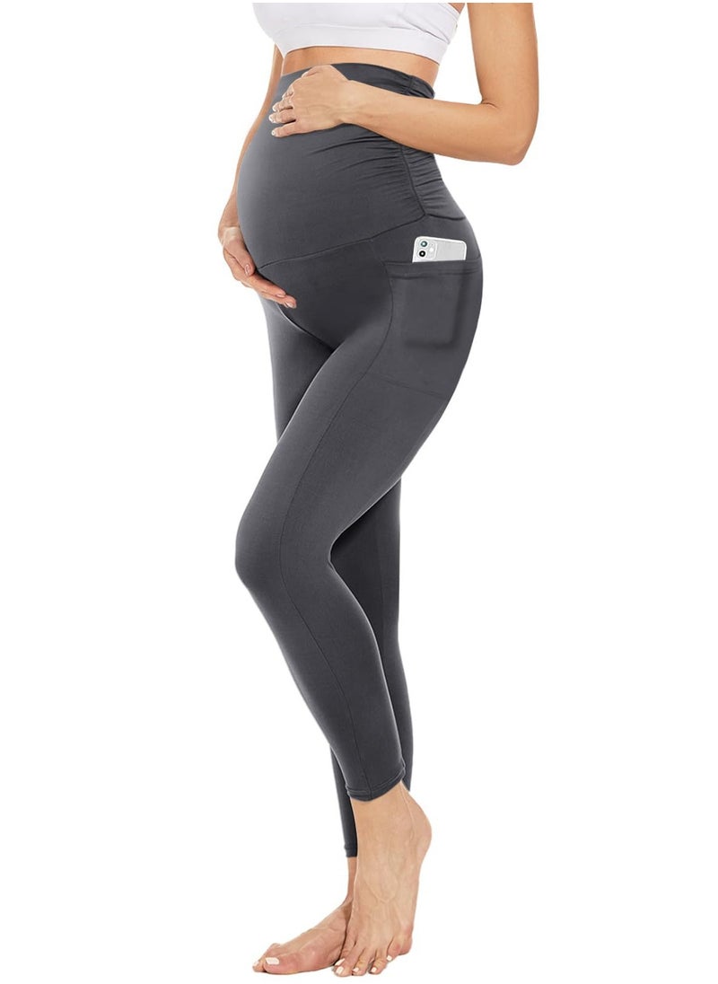 3 Pack Maternity Leggings，Workout Activewear Yoga Pregnancy Pants over the Belly Buttery Soft