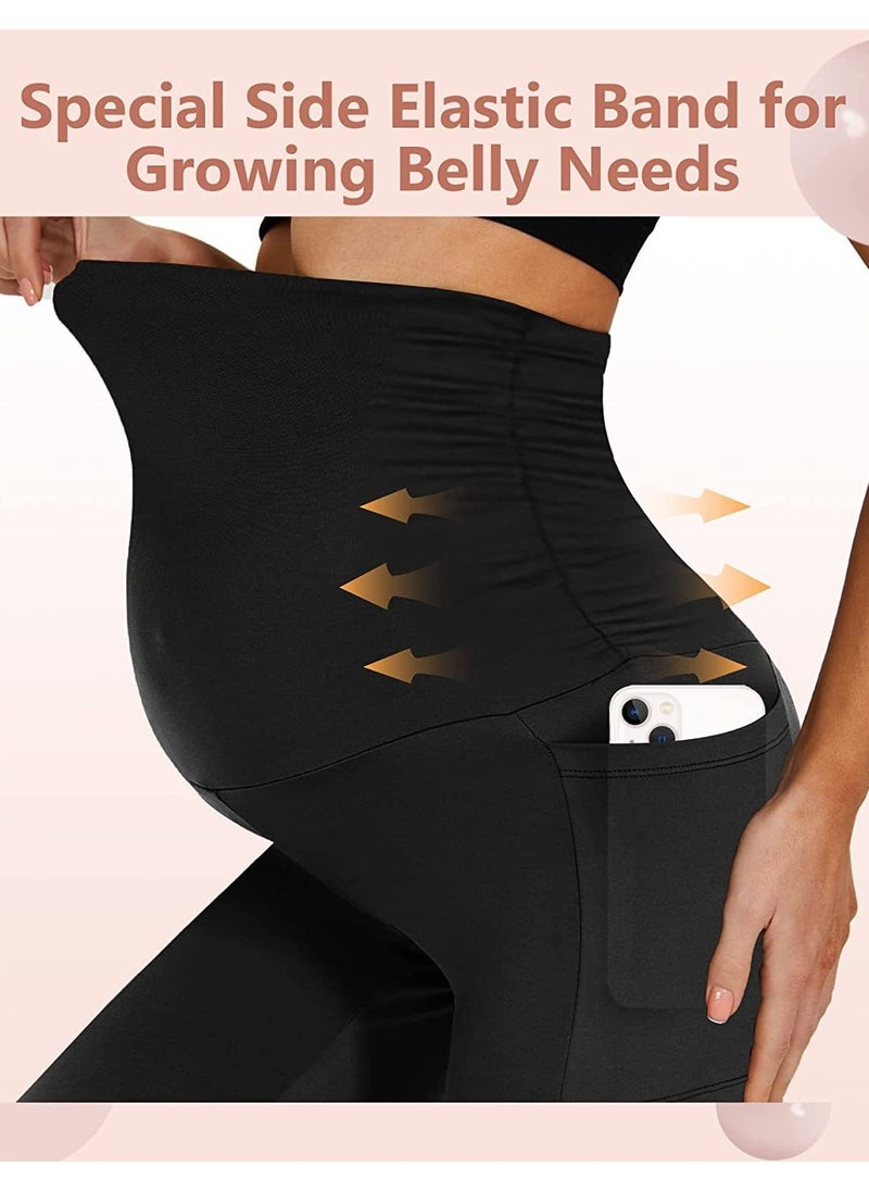 3 Pack Maternity Leggings，Workout Activewear Yoga Pregnancy Pants over the Belly Buttery Soft