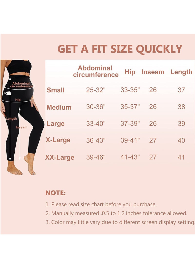 3 Pack Maternity Leggings，Workout Activewear Yoga Pregnancy Pants over the Belly Buttery Soft