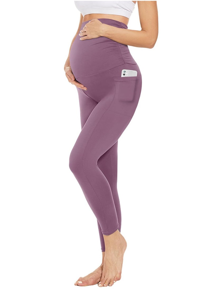 3 Pack Maternity Leggings，Workout Activewear Yoga Pregnancy Pants over the Belly Buttery Soft