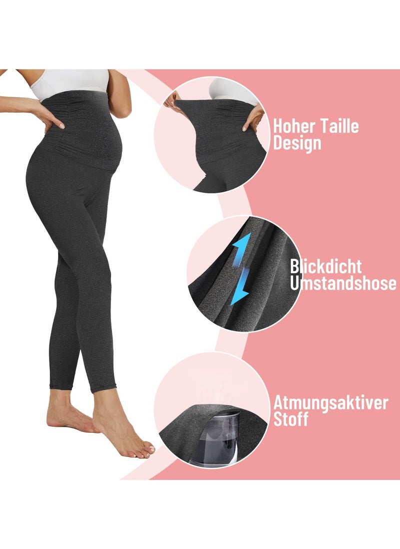 3 Pack Maternity Leggings，Workout Activewear Yoga Pregnancy Pants over the Belly Buttery Soft