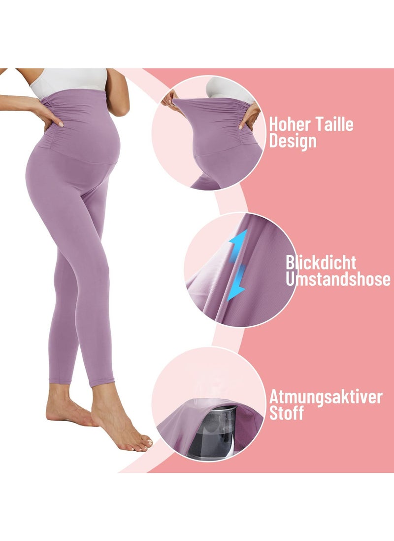 3 Pack Maternity Leggings，Workout Activewear Yoga Pregnancy Pants over the Belly Buttery Soft