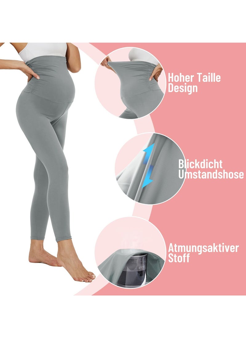 3 Pack Maternity Leggings，Workout Activewear Yoga Pregnancy Pants over the Belly Buttery Soft