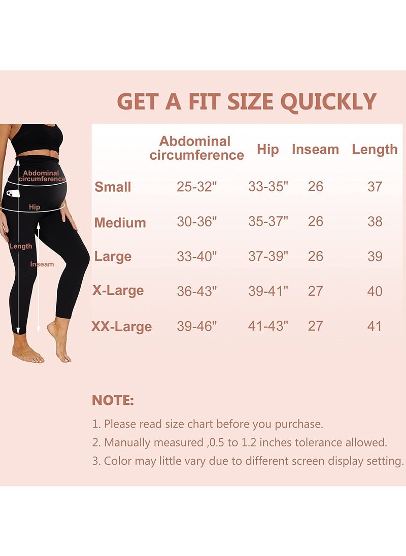 3 Pack Maternity Leggings，Workout Activewear Yoga Pregnancy Pants over the Belly Buttery Soft