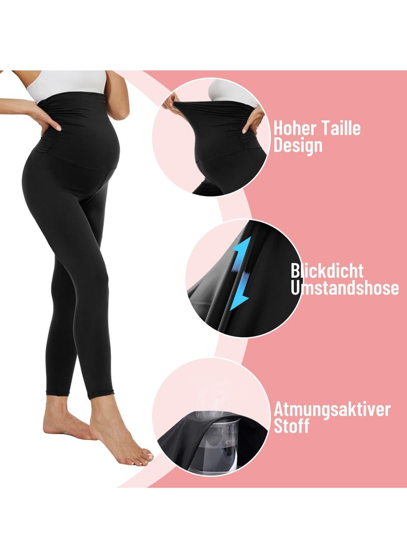 4 Pack Maternity Leggings，Workout Activewear Yoga Pregnancy Pants over the Belly Buttery Soft