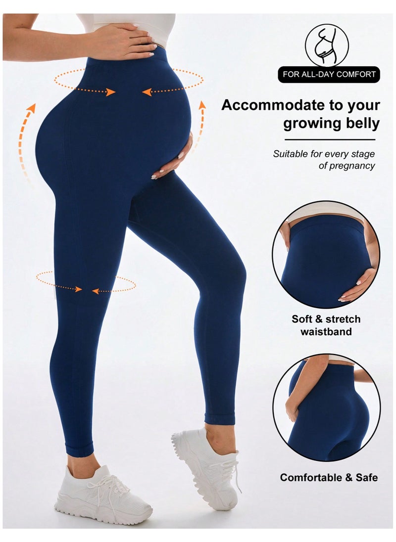 3 Pack Maternity Leggings，Workout Activewear Yoga Pregnancy Pants over the Belly Buttery Soft