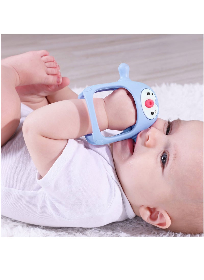 Penguin Buddy Never Drop Silicone Baby Teething Toy for 0-6month Infants, Baby Chew Toys for Sucking Needs, Hand Pacifier for Breast Feeding Babies