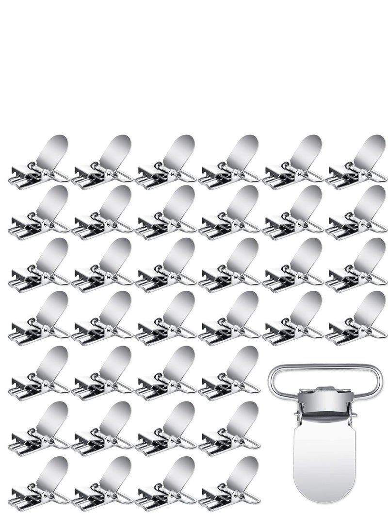 100 Pieces Metal Pacifier Suspender Clips Straps Holder Fasteners Clips Baby Pacifier Suspender Snap Heavy Duty Fasteners Clips for Making Pacifier Holders Bib Bed Sheet Fasteners Toy Clip