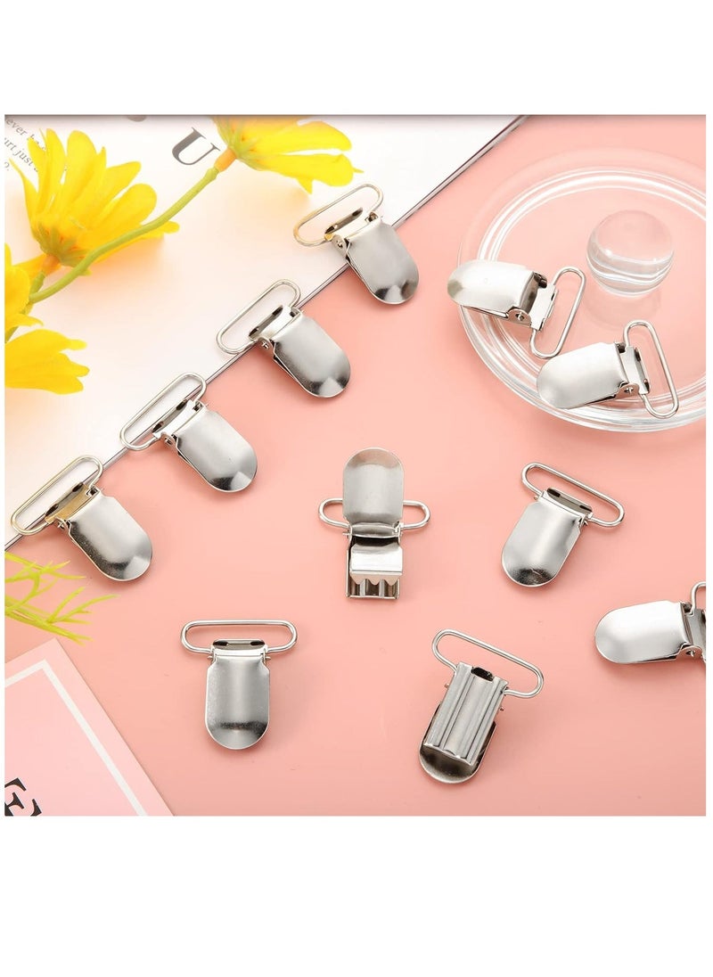 Metal Pacifier Suspender Clips Straps Holder Fasteners Clips Baby Pacifier Suspender Snap Heavy Duty Fasteners Clips for Making Pacifier Holders Bib Bed Sheet Fasteners Toy Clip