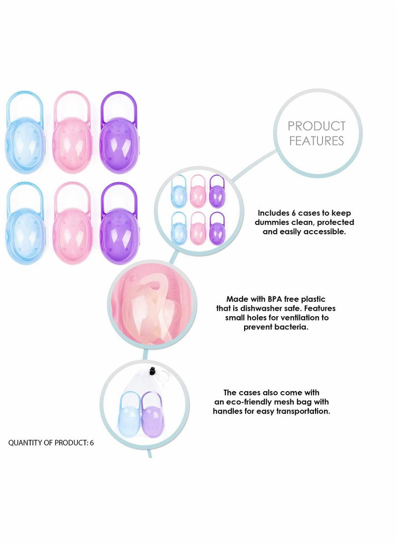 Dummy Case Transparent Pacifier Holder Box Soothers Storage Nipple Shield for Travel and Home 6 Pack