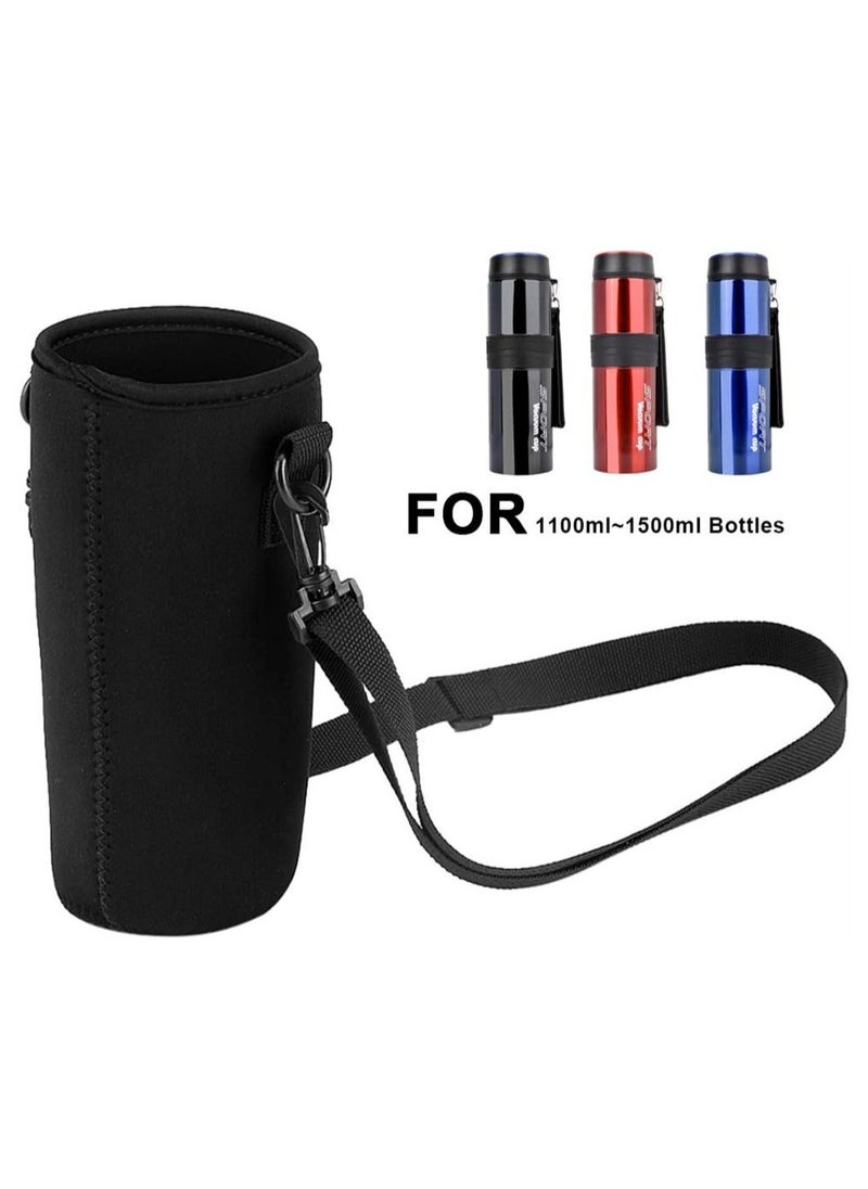 Water Bottle Holder, Pouch Neoprene Carrier Cover Bag, with Shoulder Strap, for Daily Walking Hiking and Other Outdoor Activities (750ml), 3 PCS