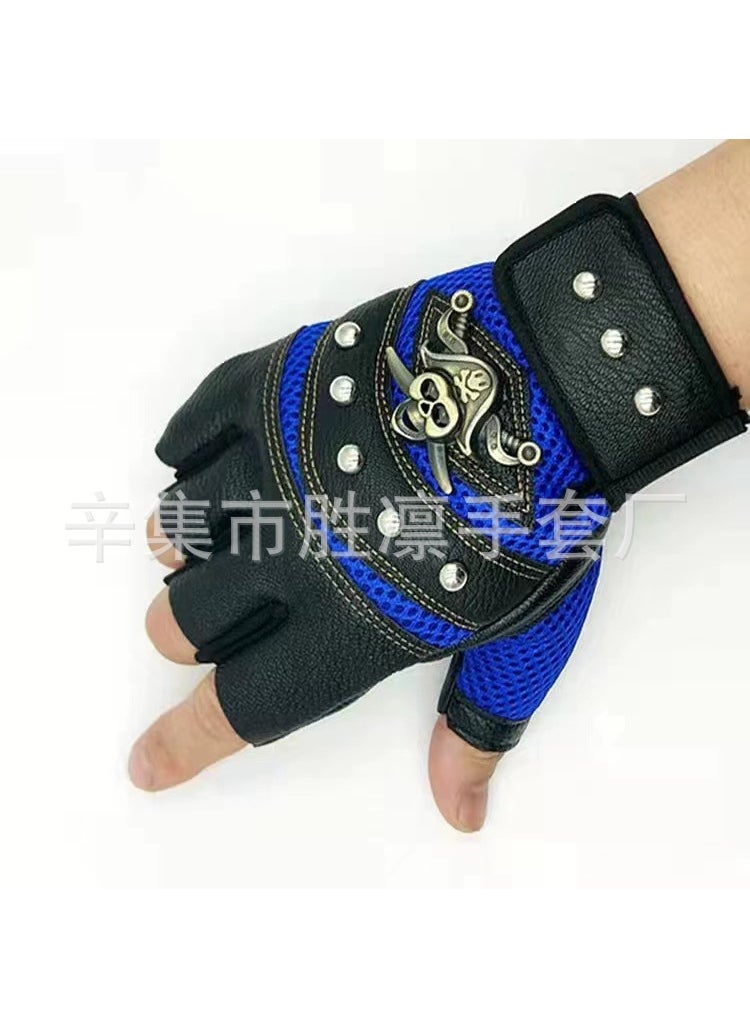 Half-Finger Sports Gloves Breathable Anti-SlipBlue Blue