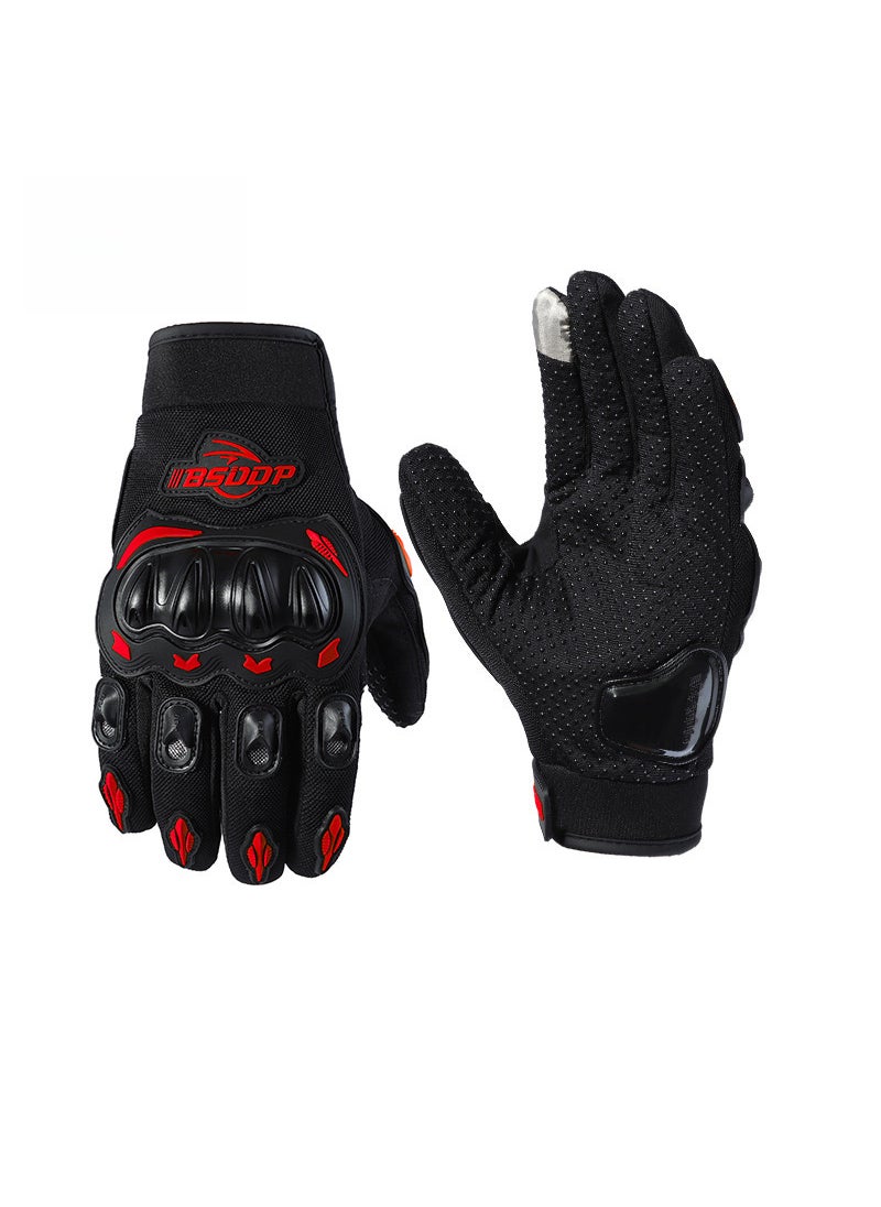 Motorcycle Gloves Full-Finger Touchscreen Summer Anti-SlipRed touch screen Red touch screen